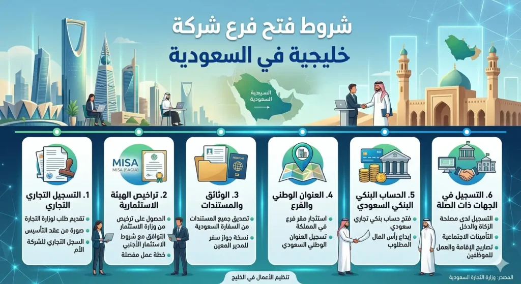 شروط فتح فرع شركة خليجية في السعودية
