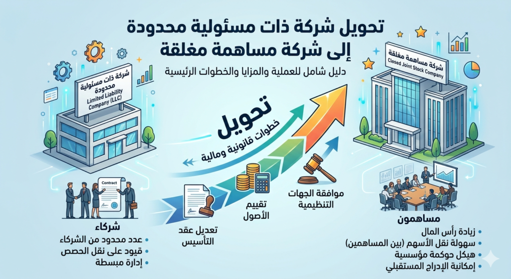 تحويل شركة ذات مسئولية محدودة الى مساهمة مغلقة
