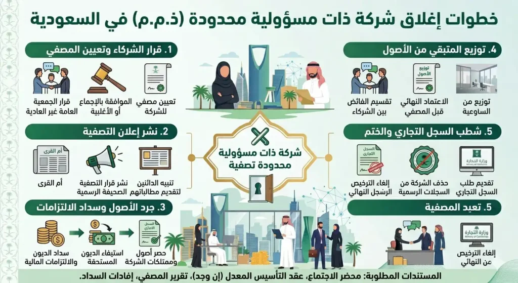 اجراءات اغلاق شركة ذات مسؤولية محدودة